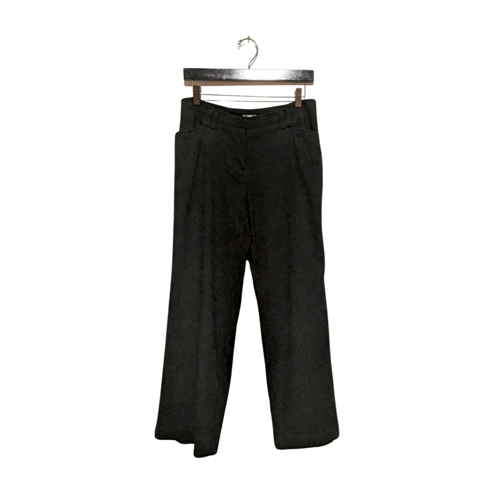 J.Jill Dress Pants Wide Leg Mid Rise Flat Front Black 10 Petite 10P Stretch Wool